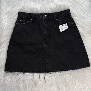 Zara Black Denim High Waisted Mini Skirt